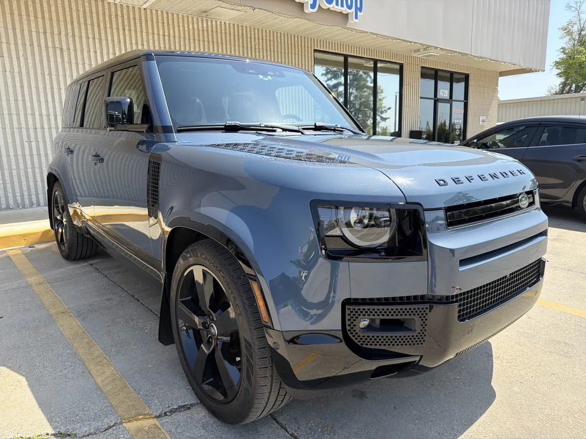 After OEM-spec front-end collision repair on a 2025 Land Rover Defender